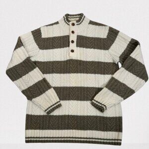 Sean John Men's Wool Blend Fisherman Sweater Size XXL Olive/Ivory